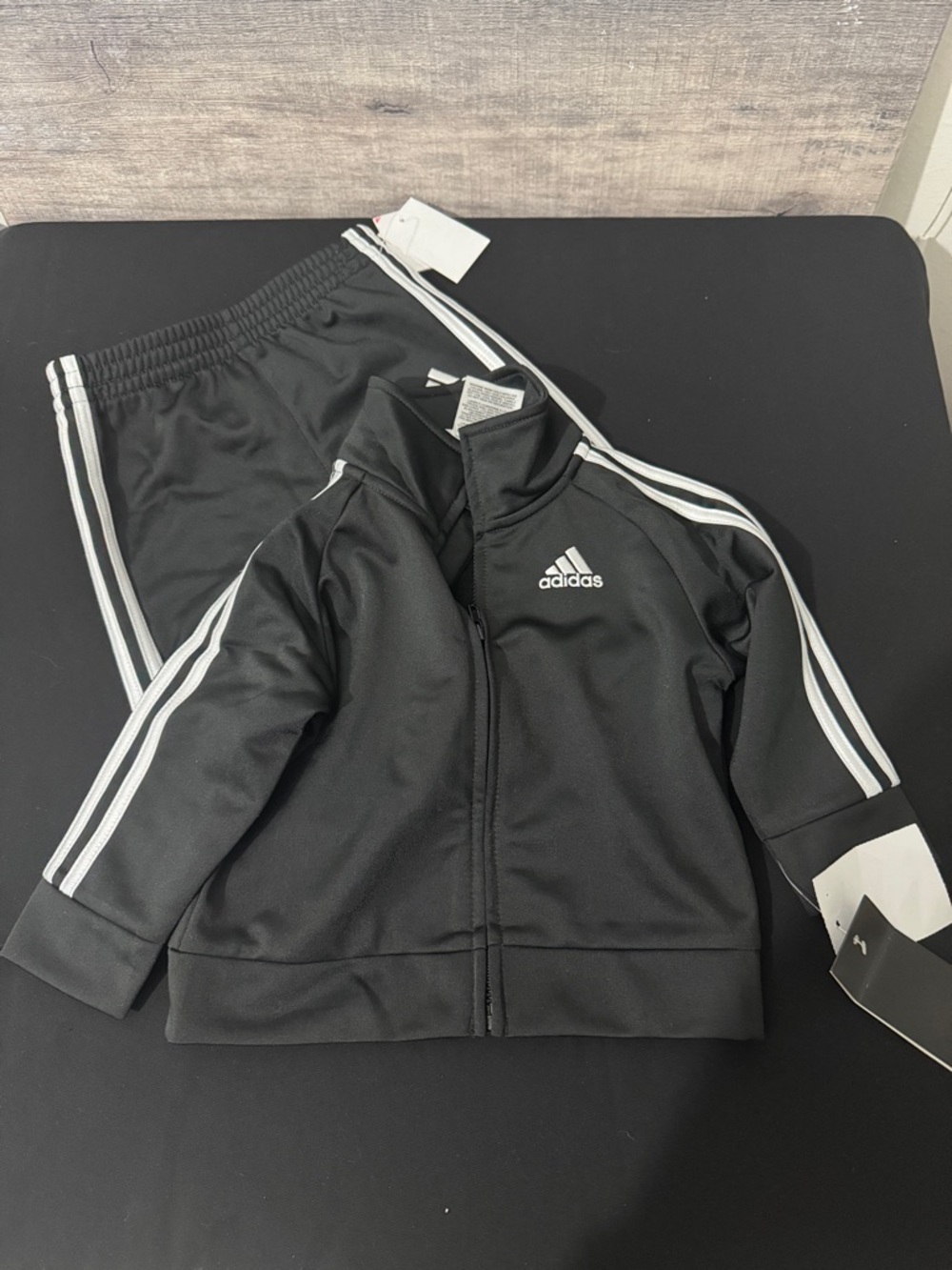 adidas Black & White Kids Track Jacket and Pants Set